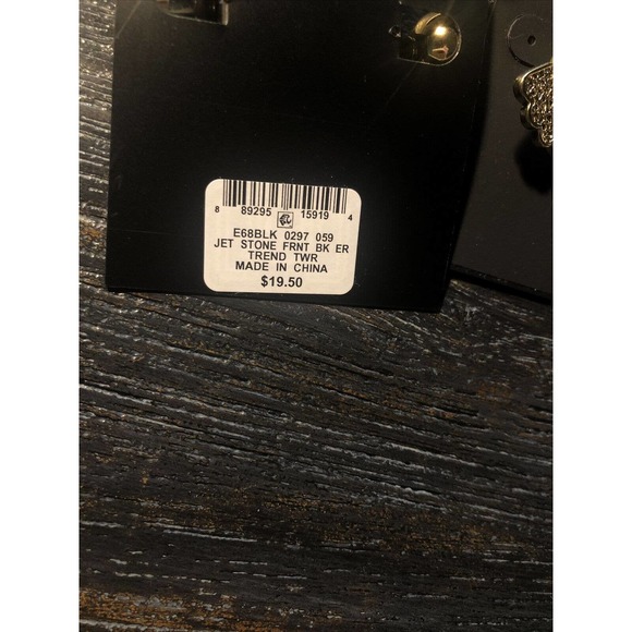 2 Pair M Haskell INC Earring Dual Post & Jacket Gold Black Filigree Rhinestone - Picture 10 of 10